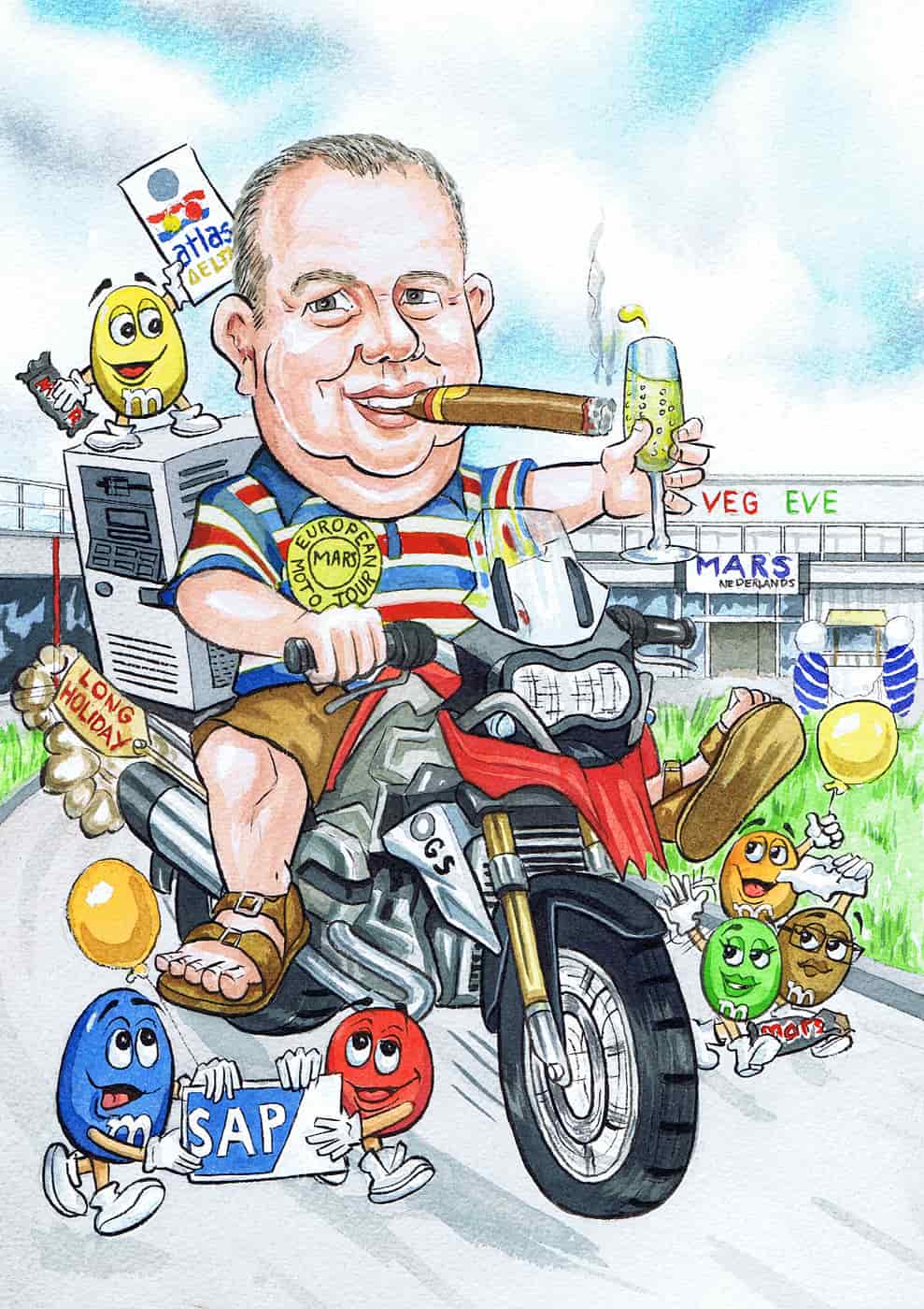 RMS artist producing custom caricatures from photos in Aberdeen, Scotland
