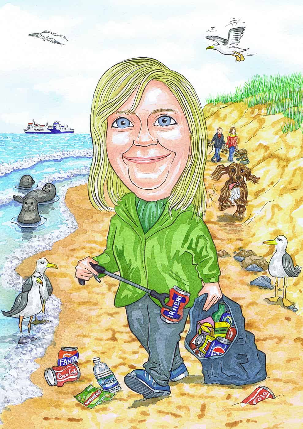 RMS artist producing custom caricatures from photos in Aberdeen, Scotland.